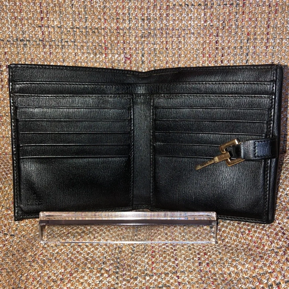 GUCCI Black Leather Jackie Trifold Wallet Vintage